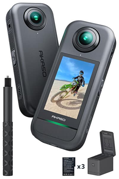 AKASO 360 Creator Combo Aksiyon Kamera 5.7K 360° Video, 72MP 360° Fotoğraf, Görünmez Selfie Çubuğu