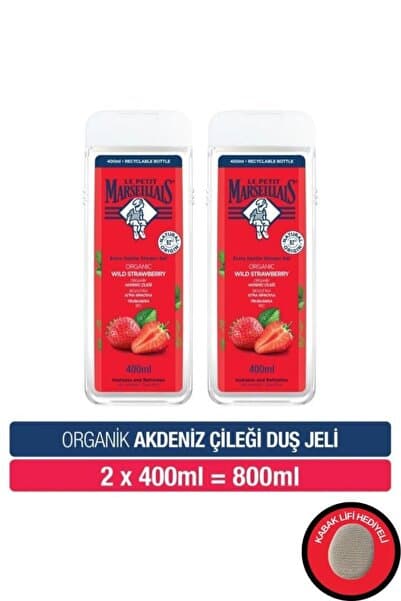 Akdeniz Çileği Nemlendirici Banyo ve Duş Jeli 400ml Kabak lifi hediyeli