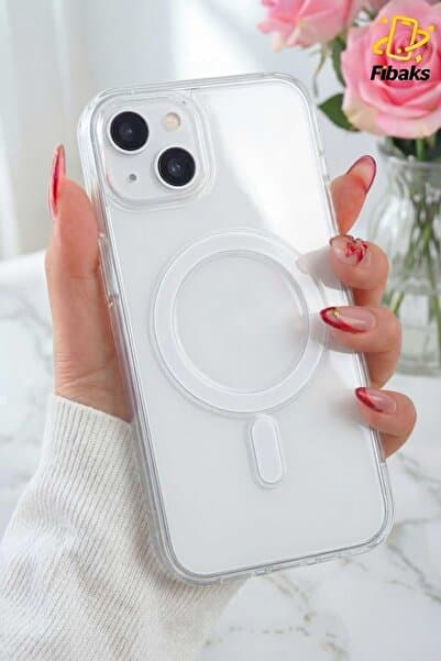 Fibaks (İçi ve Dışı Jelatinli) iPhone 13/14/15 Kılıf Kablosuz Şarj Magsafe Wireless Köşe Koruma Darbe Emici