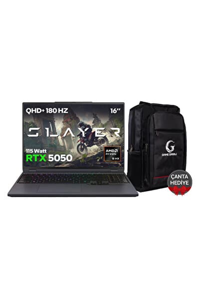 Game Garaj Slayer R9T-5050 C1 AMD Ryzen 9 7845HX 32GB RAM 1TB SSD RTX5050 16" 180Hz QHD+ IPS FreeDOS