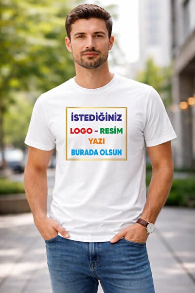 AFMAT Atölye Kişiye Özel Baskılı Tişört – Logo - Resim - Yazı Baskılı, Pamuklu, Bisiklet Yaka Beya
