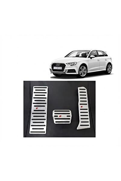 Oto Aksesuarcım Audi A3 Q3 Uyumlu Otomatik Vites Pedal Seti Gaz Fren Ayak Dayama Takımı 3 Parça Krom