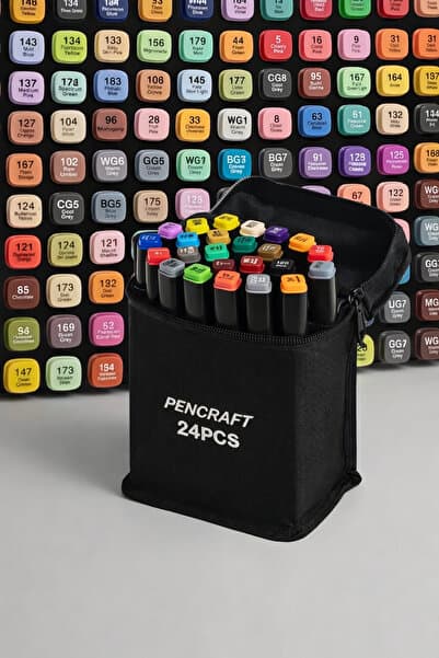 24’lü Profesyonel Marker Boya Kalem Seti