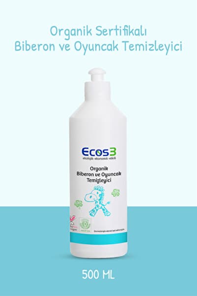 Ecos3 Organik Biberon Oyuncak Emzik Temizleyici, Vegan Sertifikalı, Kokusuz, Fosfatsız, 500 ml