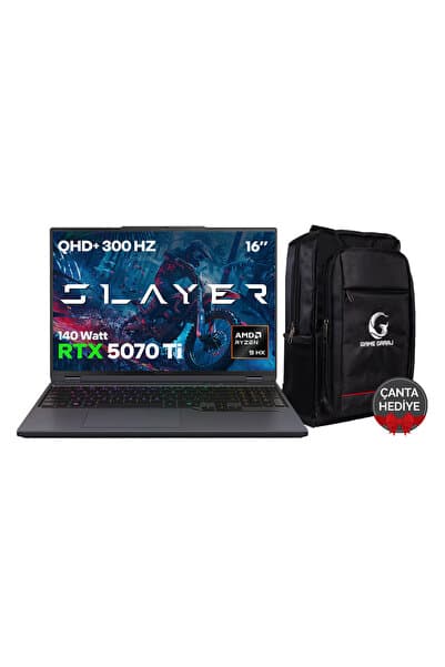 Game Garaj Slayer R9T-5070Ti C3 AMD Ryzen 9 9955HX 32GB RAM 2TB SSD RTX5070Ti 16" QHD IPS 300Hz FreeDOS