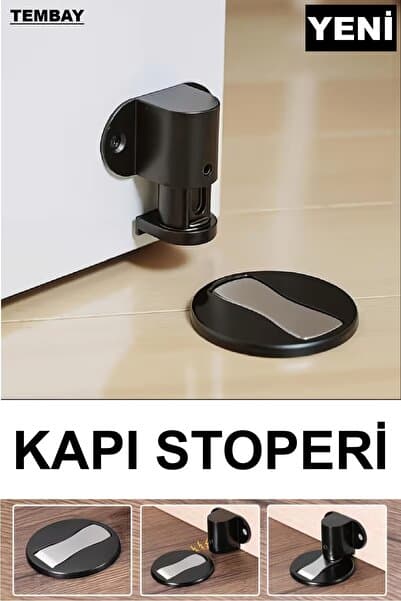 TEMBAY SİYAH Mıknatıslı Metal Kapı Stoperi Akılı Kapı Tamponu Yapışkanlı Kapı Stoperi Vidalı Kapı Stoperi