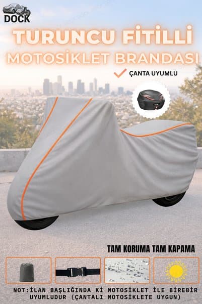 Dock TURUNCU FİTİLLİ MV AGUSTA TURISMO VELOCE 800 SCS ÇANTA UYUMLU GRİ MOTOSİKLET BRANDASI