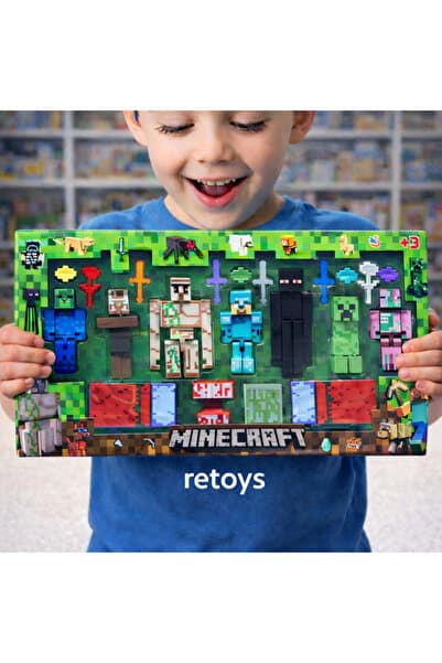 Retoys Minecraft Enderman Süper Kahramanlar 21 Parça Karakter Figür Yapı Oyuncak Steve Dragon