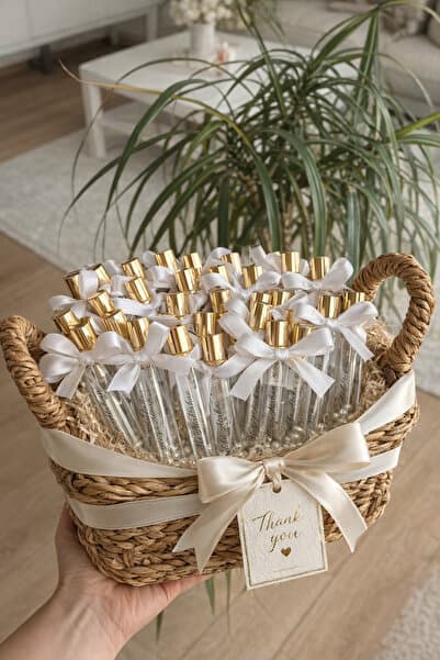Likie Design Fiyonk Detaylı Fısfıslı Sprey Şişe İncili Kolonya 10ml -Nişan,Nikah,Kına,Söz Hediyelik-10 Adet