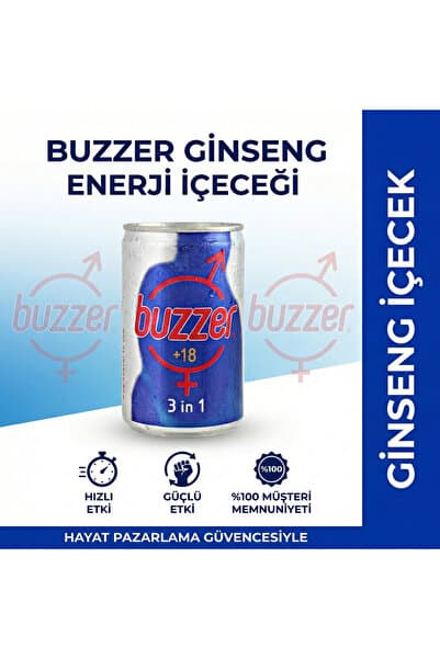 BUZZER Ginseng Enerji Içeceği +18 - 3'lü Set
