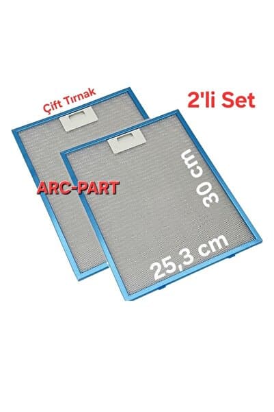 ARC-PART ARÇELİK P27 DAVLUMBAZ ALÜMİNYUM FİLTRE - ÇİFT TIRNAKLI - 2'Lİ SET - 25,3 X 30 CM