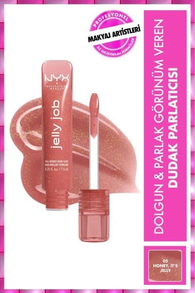 NYX Professional Makeup Jelly Job Dolgun & Parlak Görünüm Veren Dudak Parlatıcısı - 05 Honey, İt's Jelly, Lip Gloss