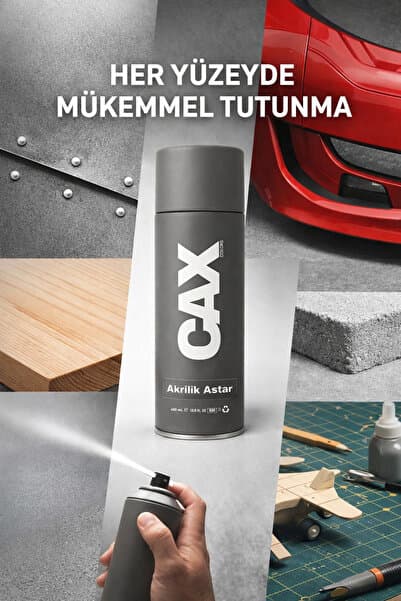 caxcolors Akrilik Gri Astar Sprey 400ml - Metal ve Ahşap Yüzey Boya Öncesi Dolgulu Primer - Yüksek Kapatıcı