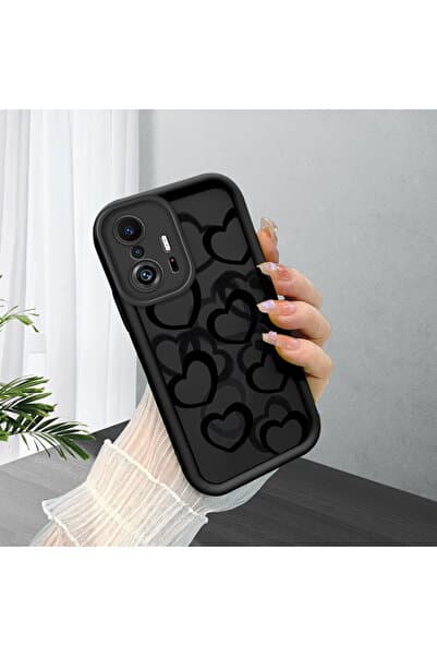 PATTERNOVA Mi 11T/Mi 11T Pro Uyumlu Şık Siyah Kalp Sade Kılıf Tam Kaplama