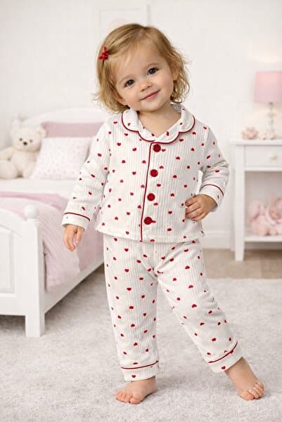 Chicsy Baby Kız Bebek Pamuklu Uzun Kollu Düğmeli Bebek Pijaması Yumuşak Dokulu Nefes Alabilen Bebek