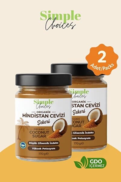 Simple Choices Organik Hindistan Cevizi Şekeri - 170 gr Cam Şişe - 2li