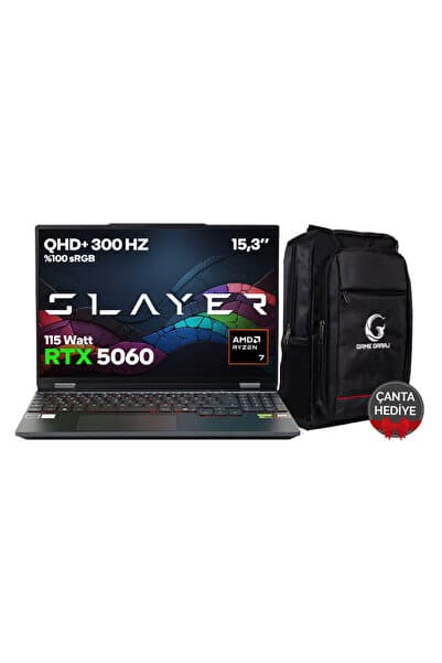 Game Garaj Slayer SR7T-5060 C8 AMD Ryzen 7 255 16GB RAM 500GB SSD RTX5060 15.3" QHD+ 300Hz IPS FreeDOS