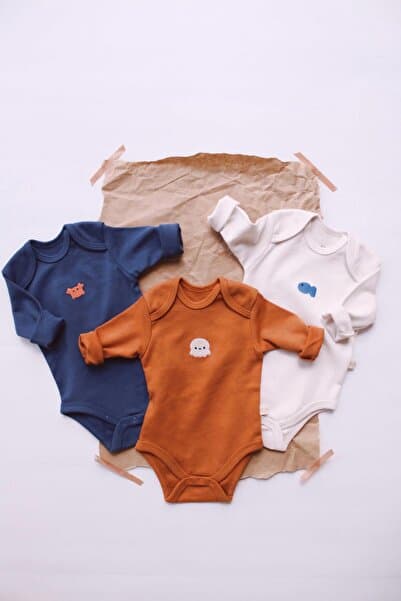 OhlalaKoala 3lü Nakışlı Çıt Çıtlı Uzun Kollu Body Zıbın Set Model 4