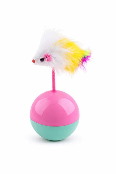 HAYHAYPETSHOP Tüylü fare şekilli hacıyatmaz kedi oyuncağı fare kovalama topu