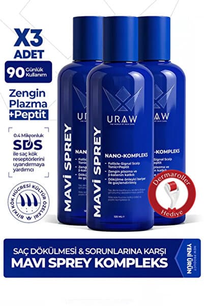 Uraw Mavi Sprey 3’lü Set | Saç Kökü Aktivasyonunu Destekleyen Yoğun Bakım Spreyi