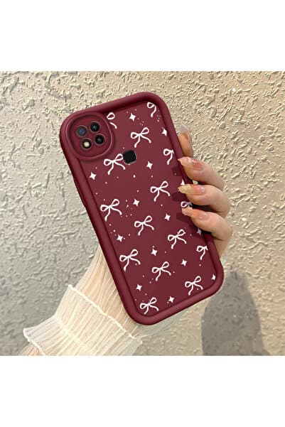 SLIMFELT Redmi 9C Uyumlu Trendy Kaliteli Bordo Renk Kurdele Silikon Kılıf Şok Emici Koruma