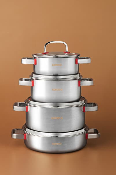 Karaca Powersteel 316+ 3Ply Artemis İndüksiyon Tabanlı 8 Parça Çelik Tencere Seti