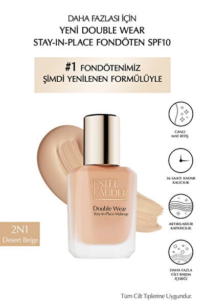 Double Wear Stay-in-Place Fondöten SPF10 Canlı Mat Bitiş (2N1 DESERT BEIGE) 30ml