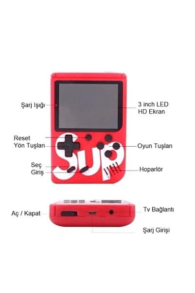 Genel Markalar 400 Nostalji Oyunlu Mini Atari Karışık Renk Çift Kol Kırmızı Beyaz Sarı Mavi Siyah