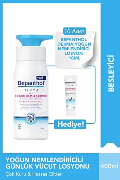 Bepanthol Derma Günlük Yoğun Nemlendirici 400 ml Losyon & 10 adet Yoğun Nemlendirici Losyon 10 ml