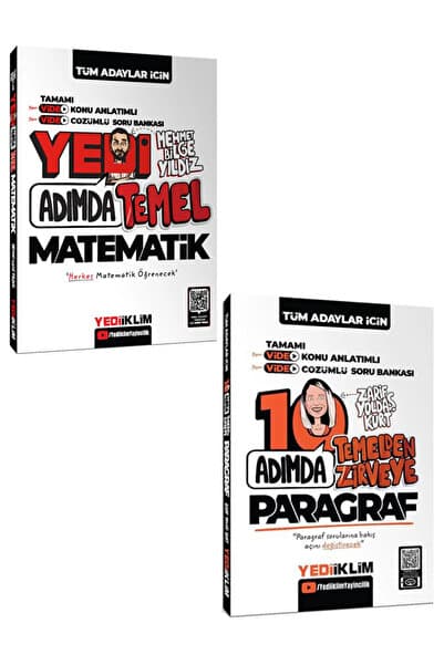 Yediiklim Yayınları Tüm Adaylar için 7 Adımda Temel Matematik Ve 10 Adımda Paragraf Konu Anlatımlı Video Çözüm