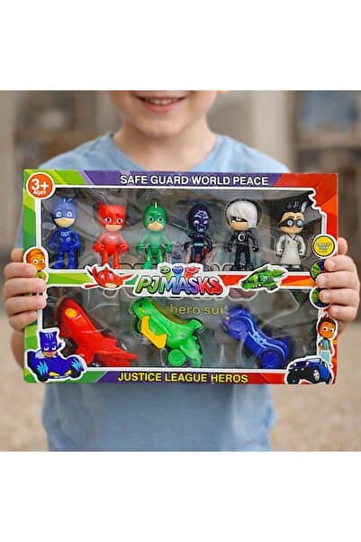 Retoys Pj Masks Pijamaskeliler Araba Figür Seti 9'lu Kedi Çocuk Baykuş Kız Kertenkele Gece Ninjası Pjmasks