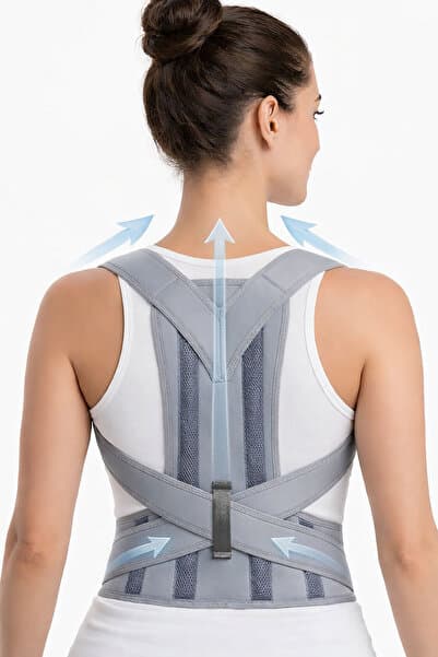 Dik Duruş Korsesi Gri Kamburluk Sırt Omuz Korse Dik Durmak Için Kadın Erkek Durma Aparatı Kifoz