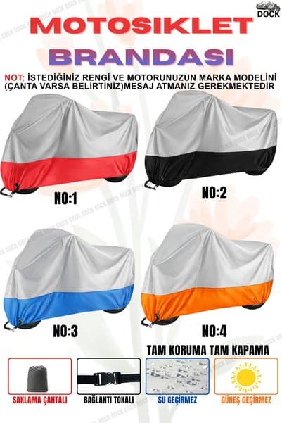 Dock TÜM MOTOSİKLETLERE UYUMLU-MOTOSİKLET BRANDASI-(4 ÖZEL RENK)