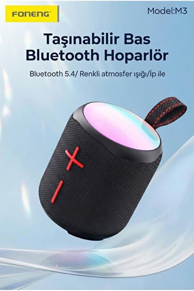 Fibaks Ses Bombası Bluetooth Hoparlör, 10W Güçlü Bas, FM Radyo, IPX5 Su Geçirmez, Renkli LED Işıklı, Askılı