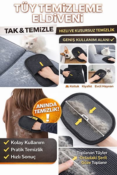 Kedi Köpek Kıyafet Koltuk Tüy,Toz,Tiftik Toplama Eldiven Yıkanabilir Tüy Temizleme