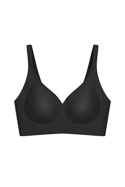 Cottonhill Seamless Bra - Slight | Siyah Lazer Kesim Dikişsiz Dilim Detaylı Balensiz Kadın Sütyen
