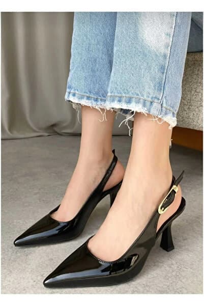 MADAM RENK Woman Shoes Since 1958 M.K Madamrenk Kadın Ovis Sivri Topuklu Ayakkabı - siyah-rugan