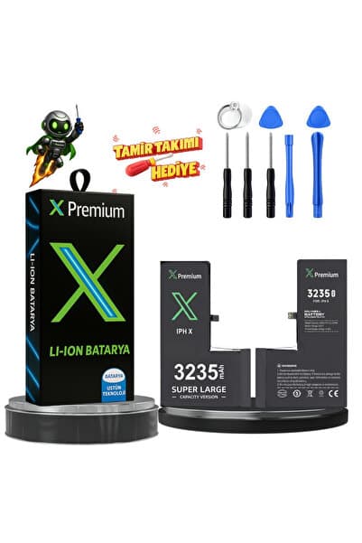X PREMİUM iPhone X Batarya Xpremium Pil Süper Yüksek Kapasiteli Güçlendirilmiş 3235 mAh