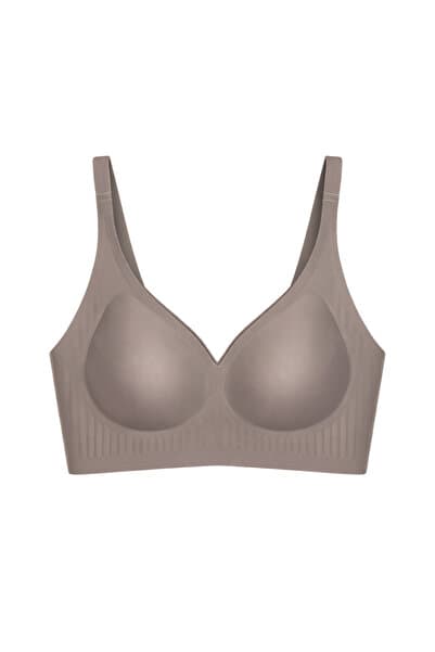 Cottonhill Seamless Bra - Slight | Kahverengi Lazer Kesim Dikişsiz Dilim Detaylı Balensiz Kadın Sütyen
