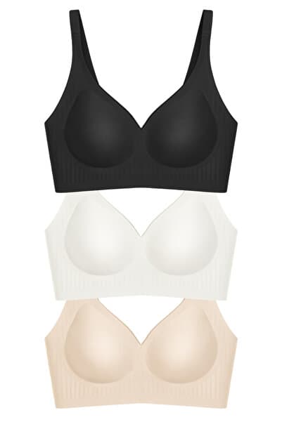 Cottonhill Seamless Bra - Slight | Lazer Kesim Dikişsiz Dilim Detaylı Balensiz Kadın Sütyen 3'lü Paket