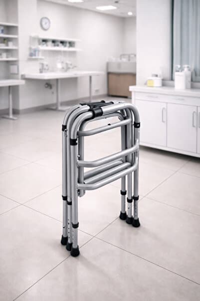 WOLKER Paslanmaz Alüminyum Walker | Katlanabilir | 55x75 cm | 84 cm’ye Kadar Ayarlanabilir Yükseklik