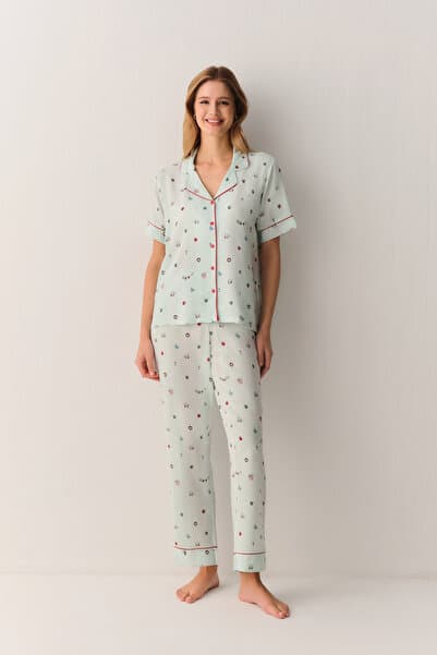 Suwen Smile Gömlek Yaka Pijama Takımı