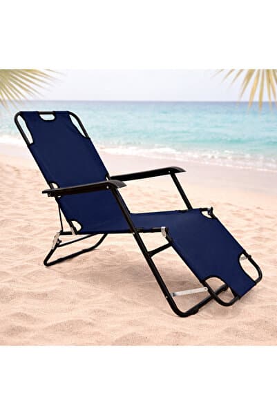 SUNSET Katlanır Şezlong Plaj Şezlong Portatif Kamp Sandalyesi Ve Bahçe Şezlong LACİVERT