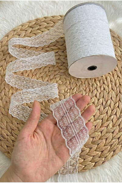 10 Metre Çift Katlı Dantel Kurdele Beyaz Fisto, Bohça, Nişan, Çeyiz, Nikah, Hediye, Şeker, Süsleme