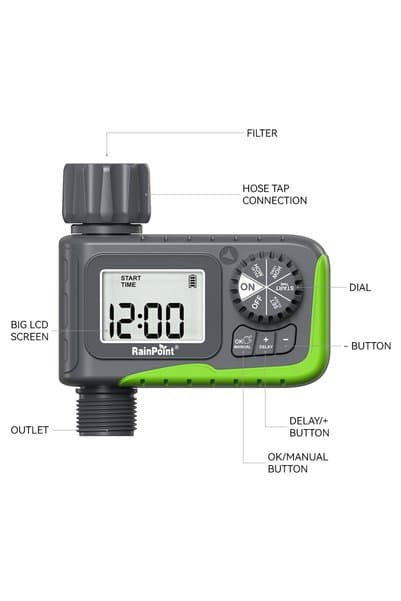 RAINPOINT ITV105 Mini Dijital 1-Çıkışlı Hortum Su Zamanlayıcısı