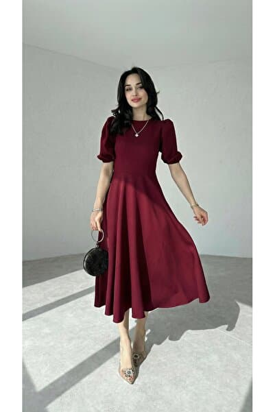 Afiş Butik Karpuz Kollu Midi Boy Elbise