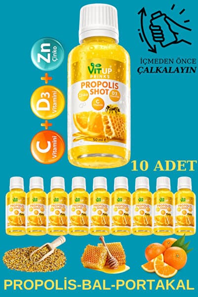 VİTUP PROPOLİS SHOT Çinko D3 C Vitamini 10 Adet 50 ML (CAM ŞİŞELİ)