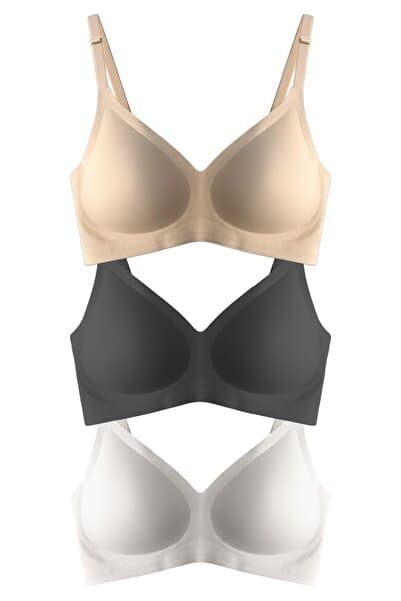 Cottonhill Seamless Bra - Pure | Lazer Kesim Dikişsiz Ayarlanabilir Askılı Balensiz Kadın Sütyen 3'lü Paket
