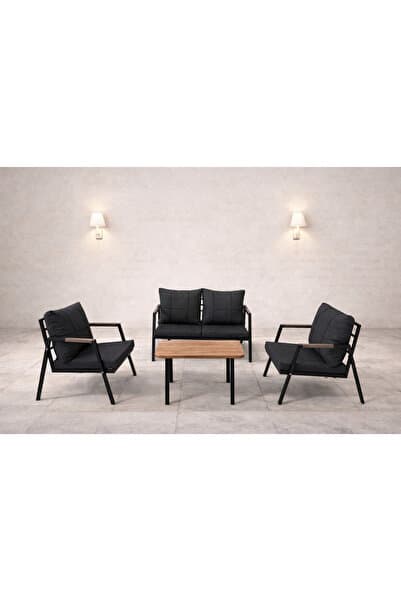 MB GARDEN FURNITURE DREAM Balkon, Bahçe Takımı, Cafe, Metal Kanepe, Koltuk Takımı, Bahçe Mobilyası, 2+1+1 sehpalı