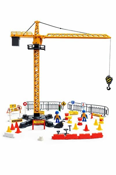 ZİVENTA İnşaat Vinç Kulesi 42 Cm Oyuncak Sarılır Makaralı 45 Parça/Aksesuar Çocuk Mühendislik